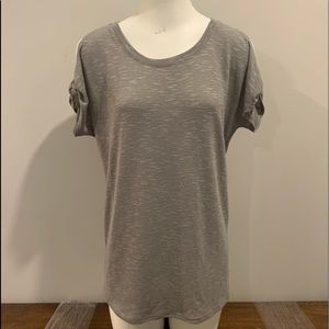 Olive green open shoulder T-shirt